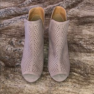 Open Toed Taupe Booties